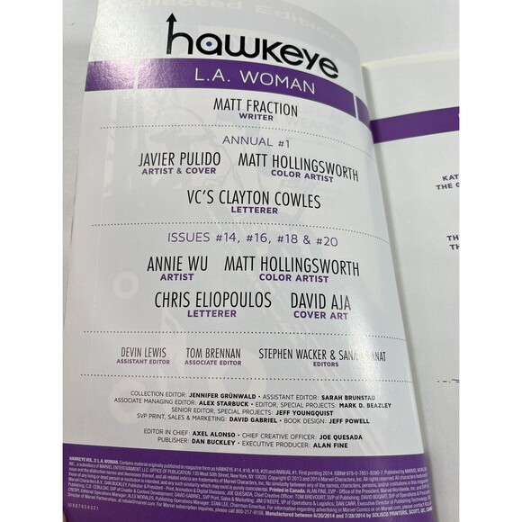 Marvel Comics Hawkeye Volume #3 L. A. Woman by Matt Fraction 2014 First Printing - Picture 8 of 9